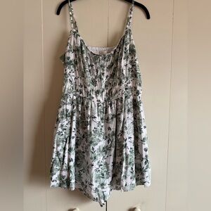 Hollister White and Green Floral Romper